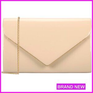 Evening Clutch Patent Leather Foldover Purse Formal Cocktail Wedding Party